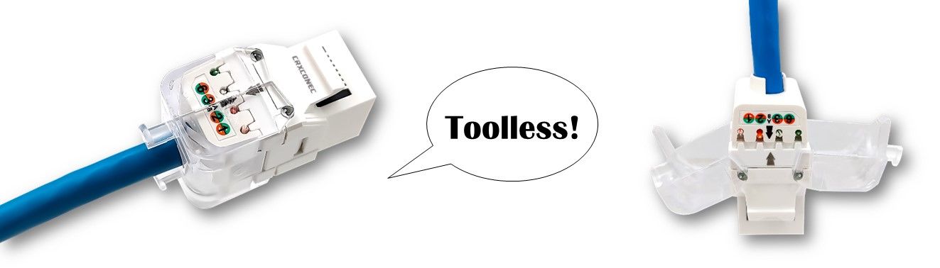 How to assemble the Unshielded 180 Toolless Keystone Jack For Cat5E UTP Cable?